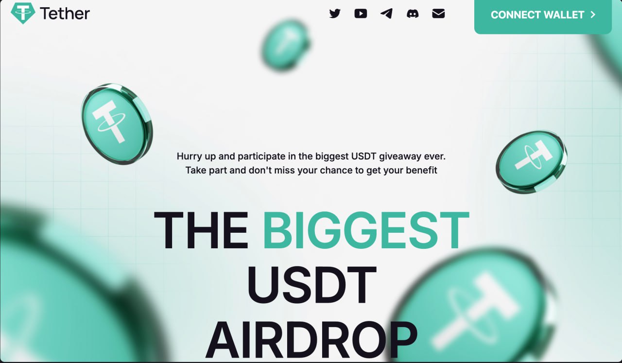 Fake Tether USDT airdrop page