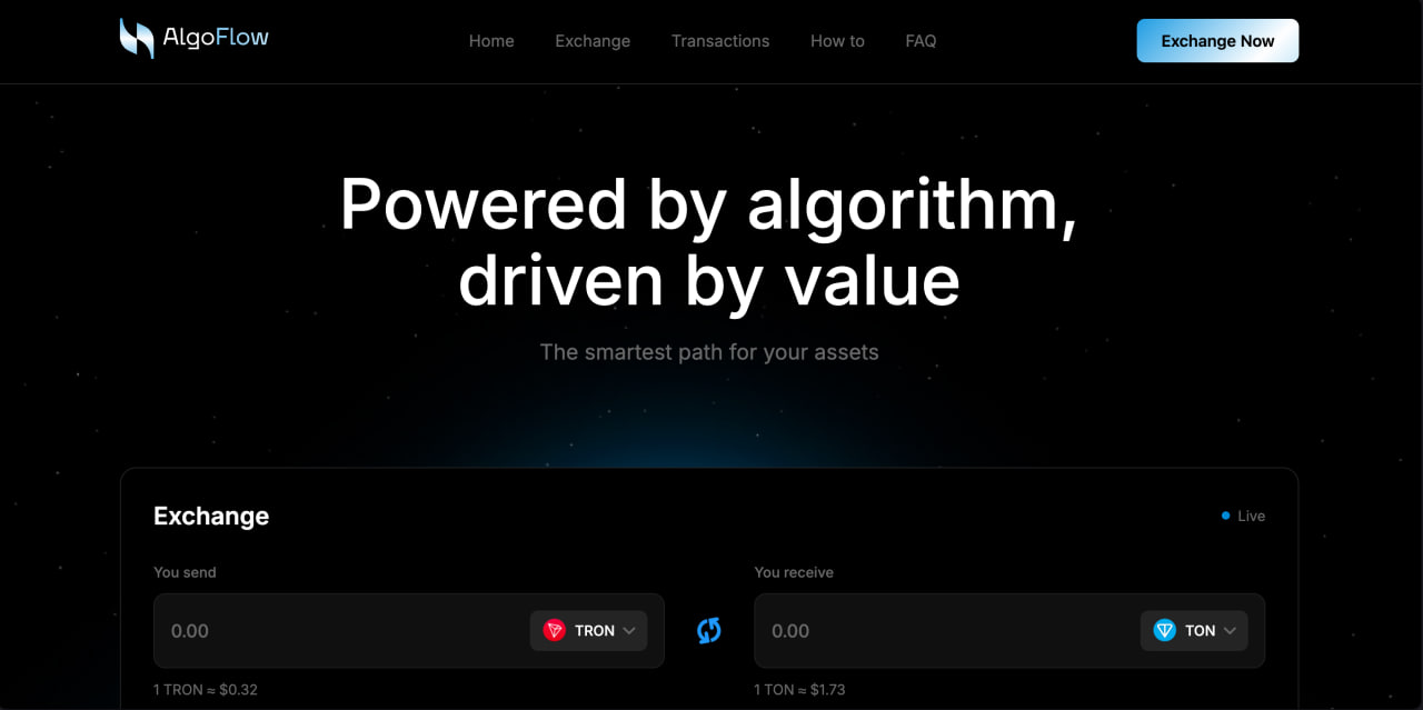 Fake AlgoFlow exchange platform