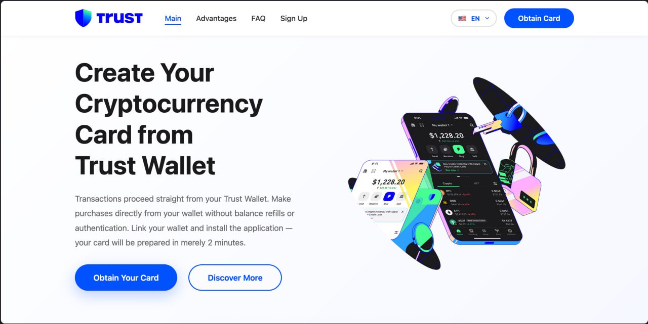 Fake Trust Wallet crypto card page